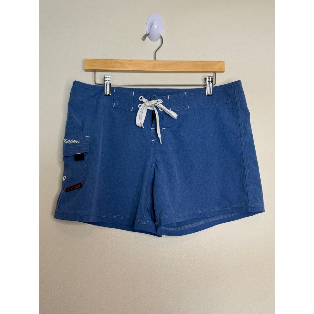 Maui Rippers Women's Blue Heathered Board Shorts Swim Trunks Size 8 Cargo Pocket